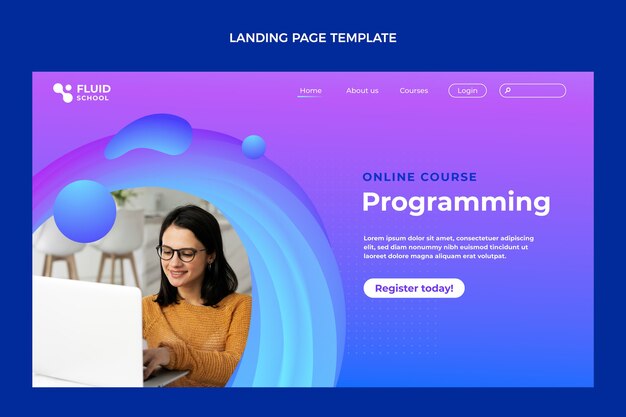 Gradient abstrakte Flüssigkeitstechnologie-Landingpage
