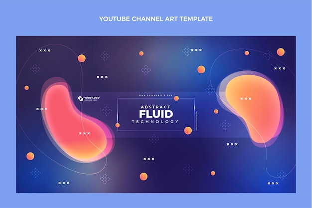 Kostenloser Vektor gradient abstrakte flüssigkeitstechnologie youtube-kanalkunst