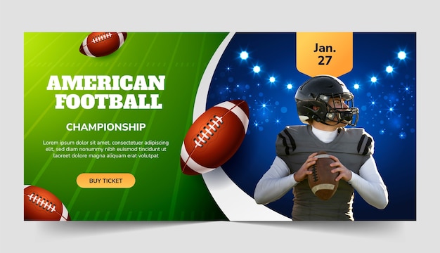 Kostenloser Vektor gradient american football championship horizontale bannervorlage