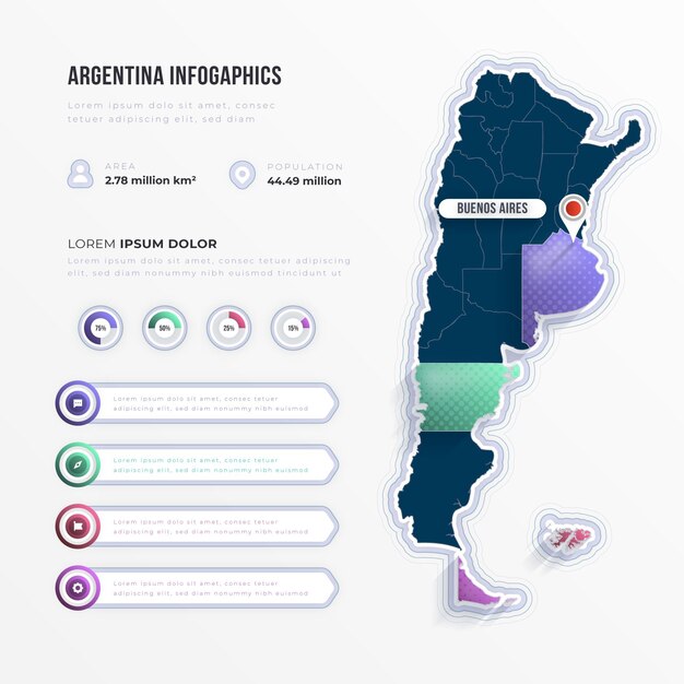 Kostenloser Vektor gradient argentinien karte infografik