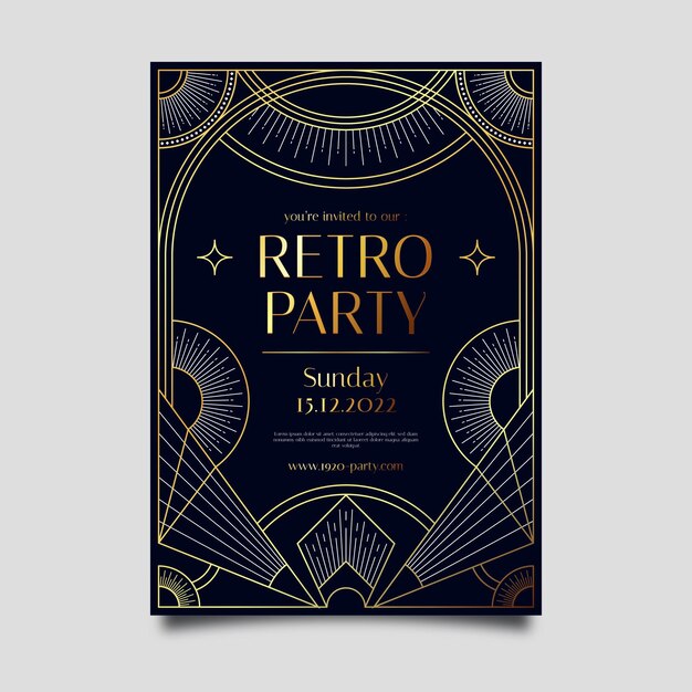 Gradient Art-Deco-Retro-Party-Plakat-Vorlage
