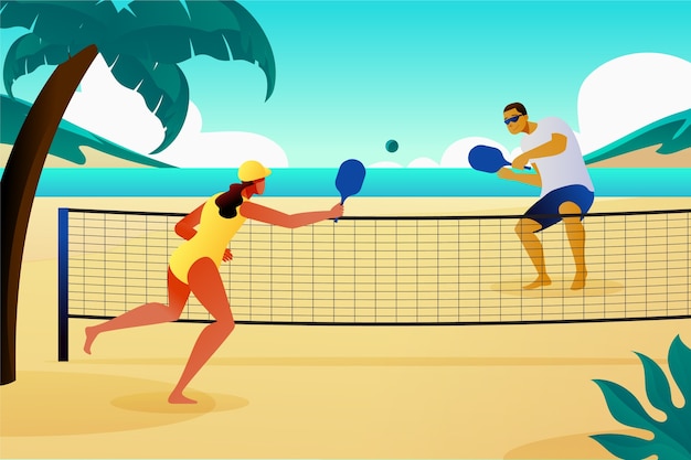 Kostenloser Vektor gradient beach-tennis-illustration