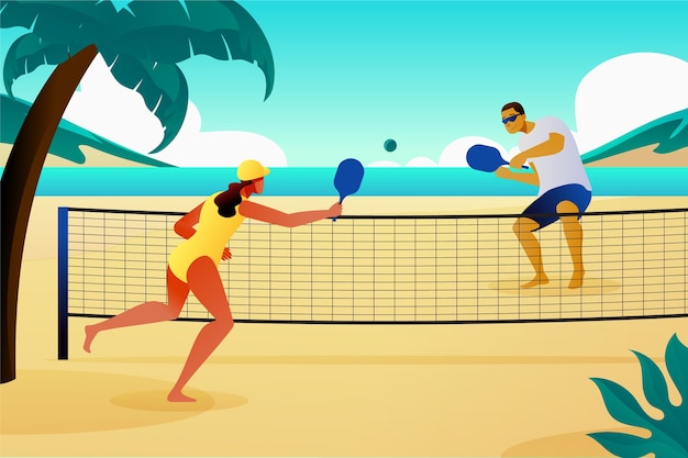 Gradient Beach-Tennis-Illustration