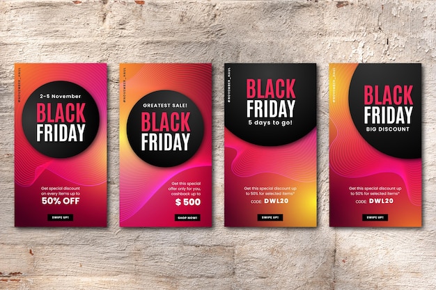 Gradient black friday instagram geschichten sammlung