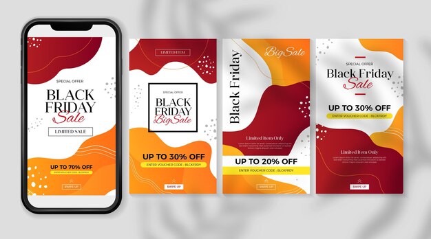 Kostenloser Vektor gradient black friday instagram geschichten