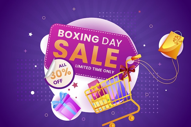 Kostenloser Vektor gradient boxing day sale hintergrund