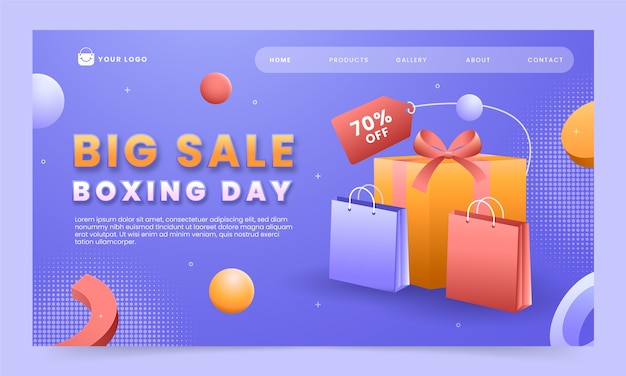 Gradient boxing day sale und shopping landing page template
