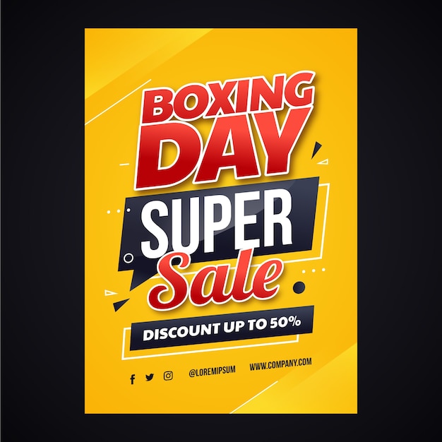 Kostenloser Vektor gradient boxing day sale und shopping vertikale plakatvorlage