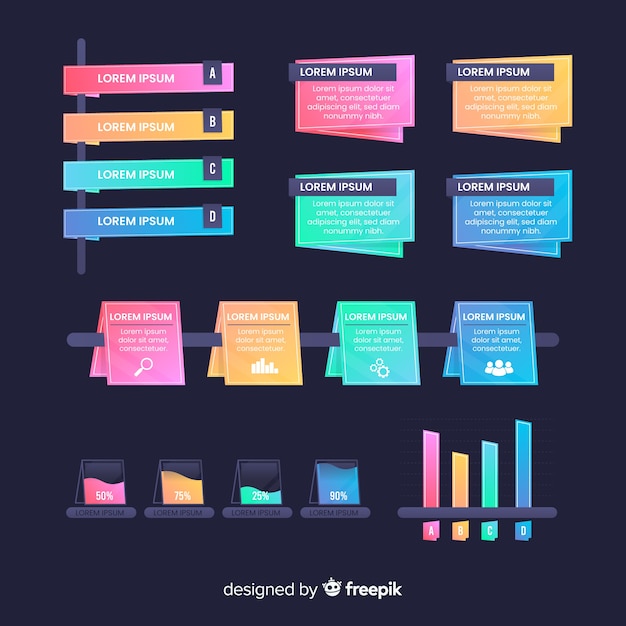 Gradient business infografiken elemente pack