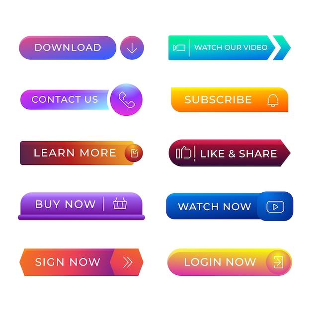 Gradient call to action buttons pack