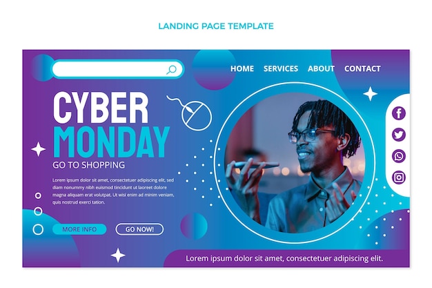 Kostenloser Vektor gradient cyber monday landing page