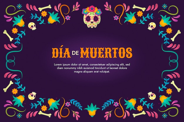 Kostenloser Vektor gradient dia de muertos feier hintergrund