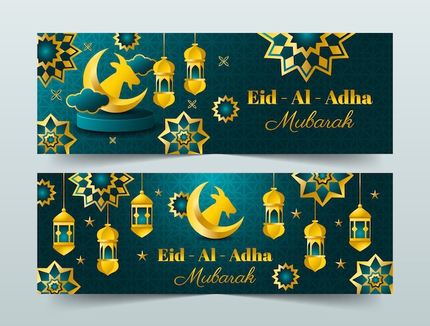 Gradient eid al-adha horizontales banner