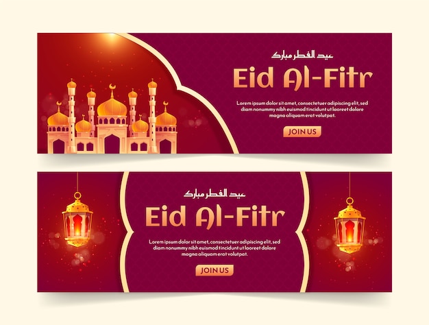 Kostenloser Vektor gradient eid al-fitr horizontale bannerpackung