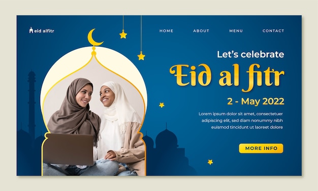 Gradient eid al-fitr landingpage-vorlage