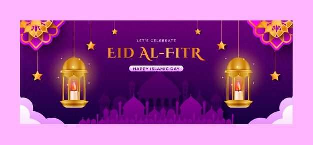 Gradient eid al-fitr Social Media Cover-Vorlage