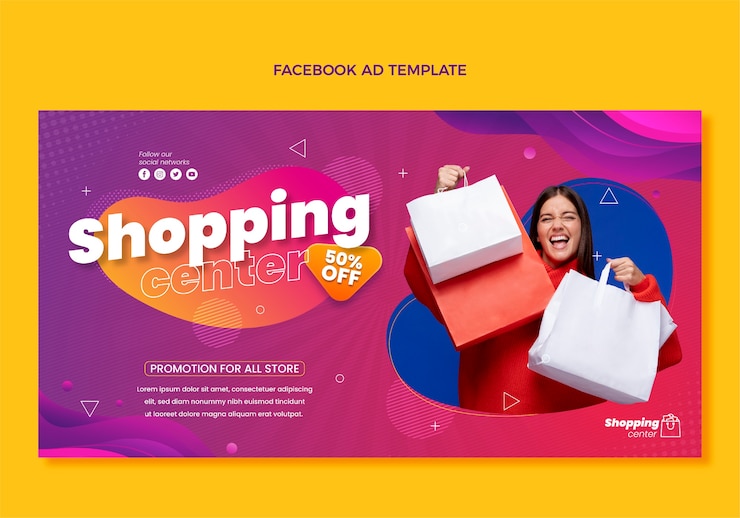 Kostenlose Vektor gradient einkaufszentrum social media promo-vorlage