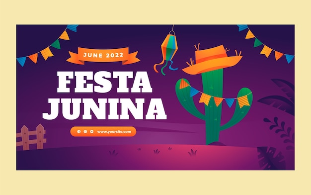 Kostenloser Vektor gradient festas juninas social media promo-vorlage