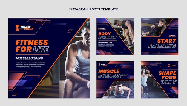 Kostenloser Vektor gradient fitness instagram-post
