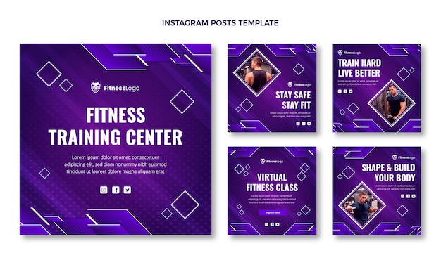 Gradient fitness instagram-post Premium Vektoren
