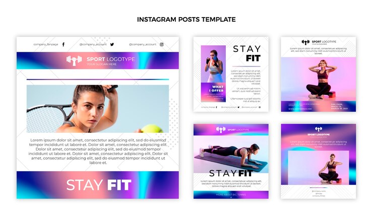 Kostenlose Vektor gradient fitness instagram-posts