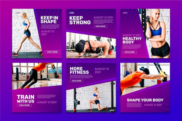Gradient Gesundheit und Fitness Instagram Posts Sammlung mit Foto