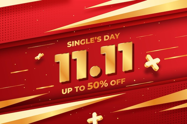 Gradient goldene und rote Single's Day Sale Illustration