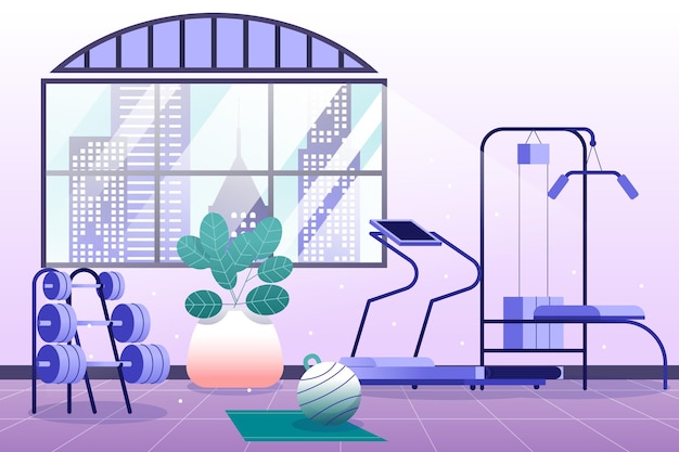 Gradient home gym illustration