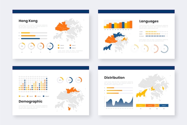 Gradient hong kong karte infografiken vorlage