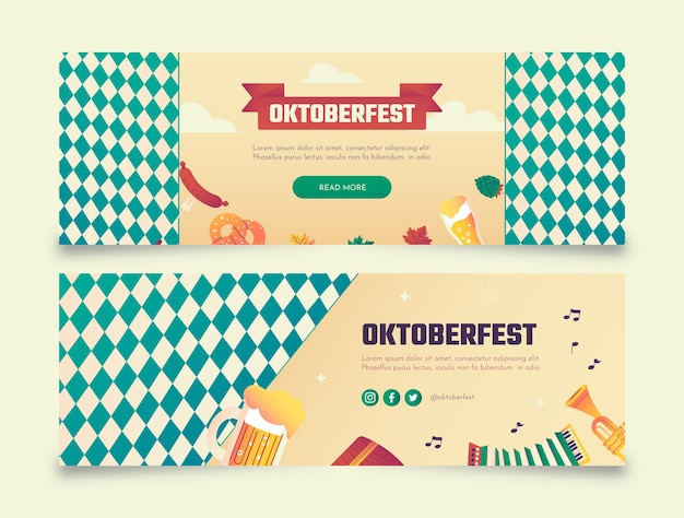 Gradient-horizontal-banner-vorlage für das oktoberfest-bierfestival