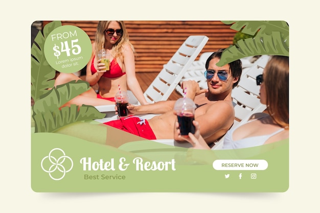 Gradient hotel banner mit foto