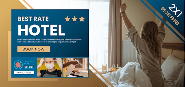 Gradient hotel banner mit foto