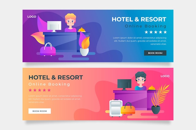 Gradient hotel banner vorlage