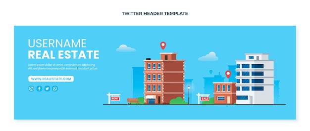 Kostenloser Vektor gradient immobilien twitter-header