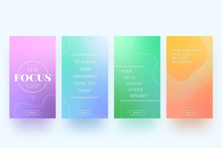 Kostenlose Vektor gradient inspirierende zitate instagram story collection