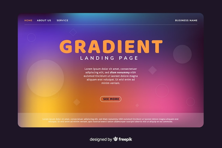 Kostenlose Vektor gradient landing page mit verblassenden kreisen