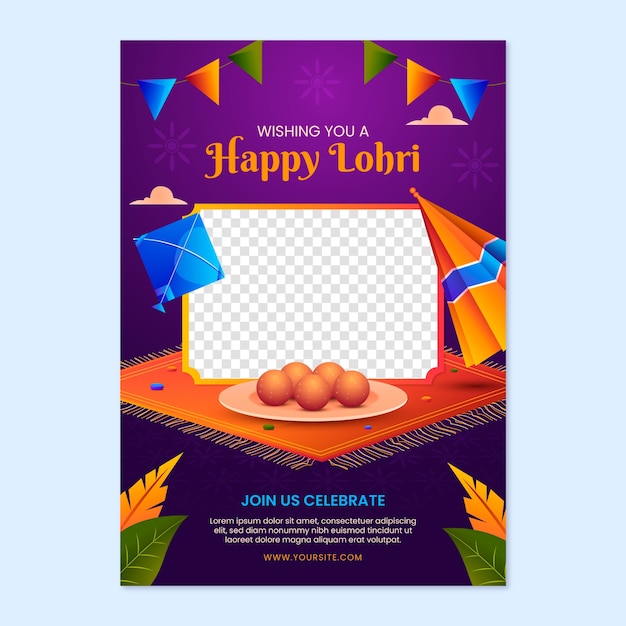 Kostenloser Vektor gradient-lohri-vertikalplakatvorlage