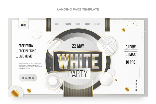 Gradient Luxus White Party Landing Page