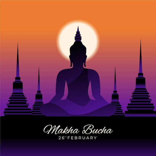 Kostenloser Vektor gradient makha bucha tag illustration