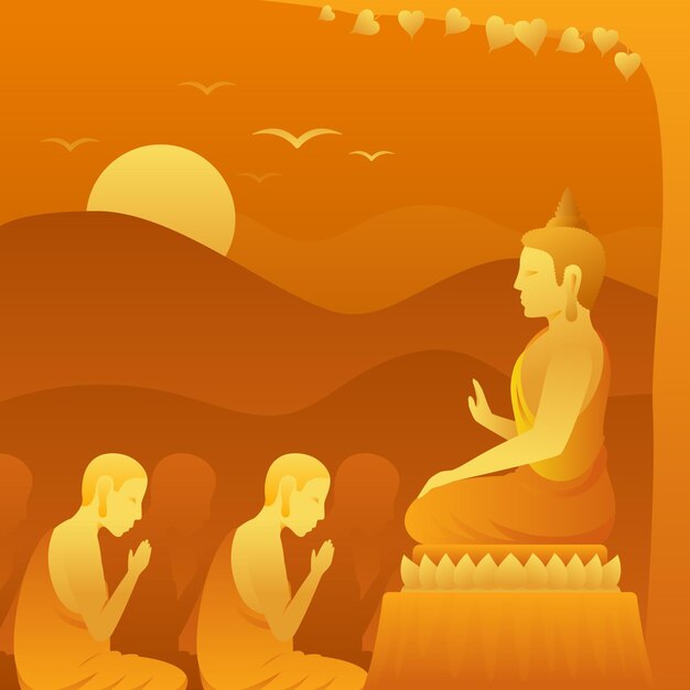 Gradient Makha Bucha Tag Illustration