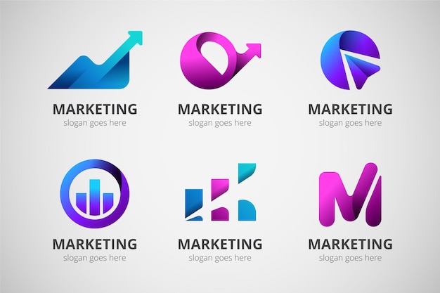 Kostenloser Vektor gradient marketing-logo-vorlagenset