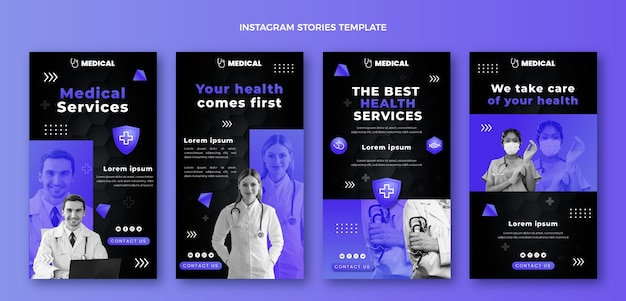 Kostenloser Vektor gradient medizinische instagram-geschichten