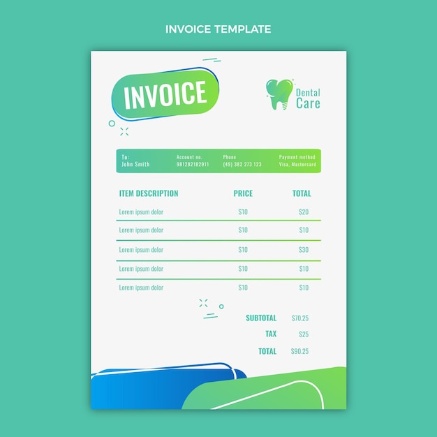 Kostenloser Vektor gradient medizinische rechnungsvorlage