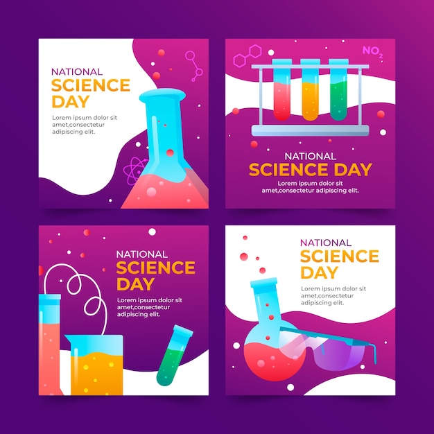 Gradient national science day instagram posts sammlung