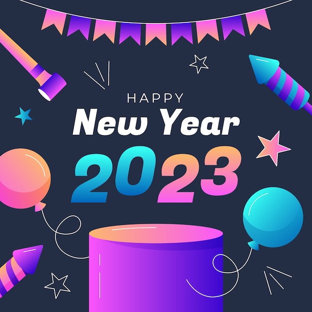 Gradient neujahr 2023 illustration