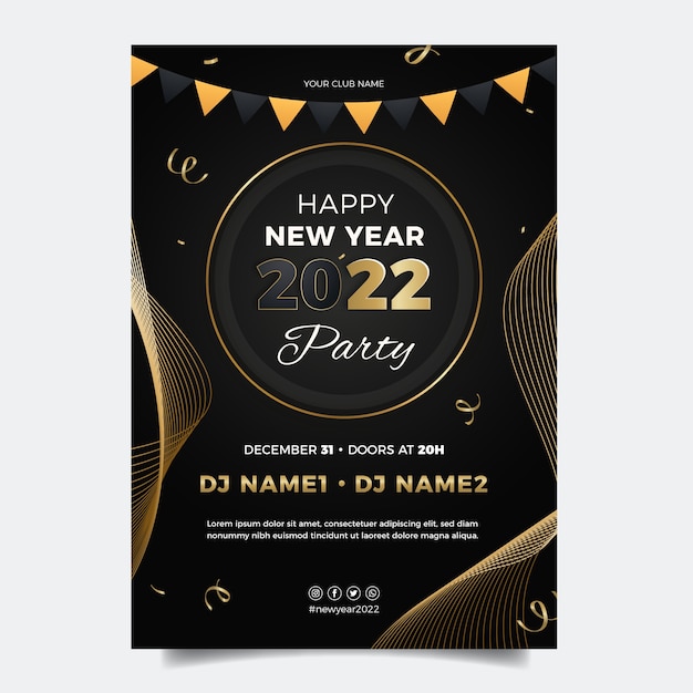 Gradient Neujahrsparty Flyer Vorlage