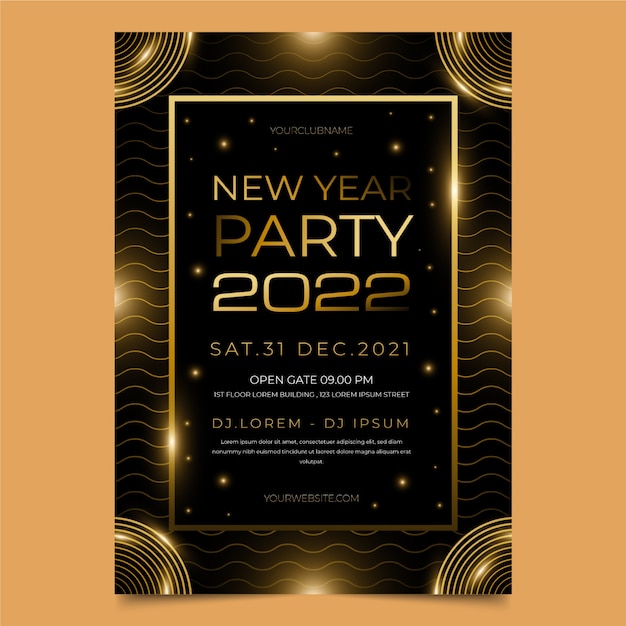 Gradient Neujahrsparty Flyer Vorlage