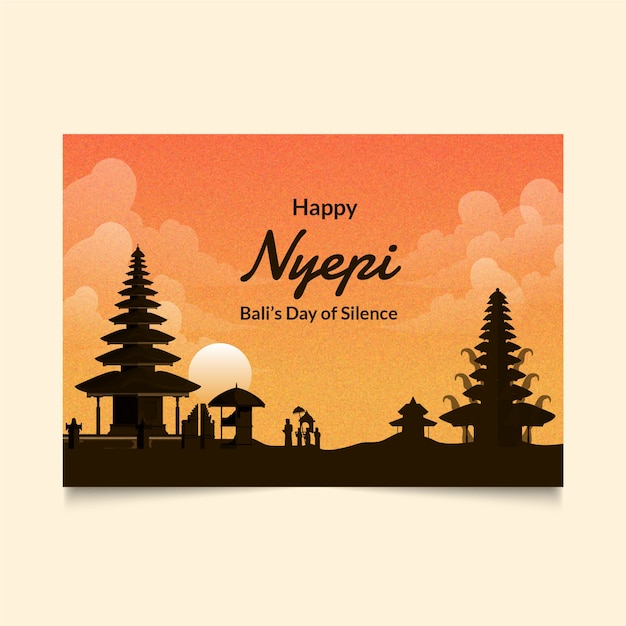 Kostenloser Vektor gradient nyepi grußkartenvorlage