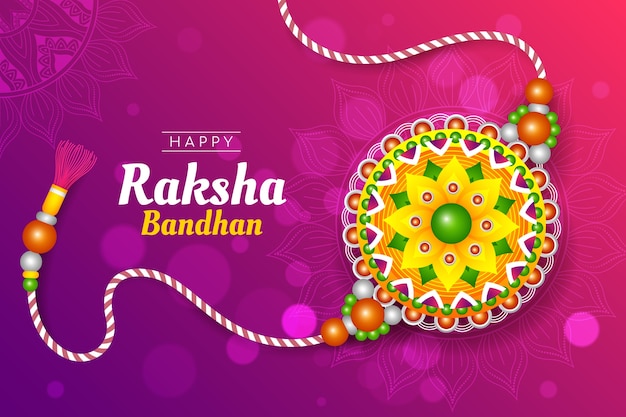 Gradient raksha bandhan hintergrund mit amulett