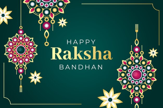 Gradient Raksha Bandhan Hintergrund mit Amuletten